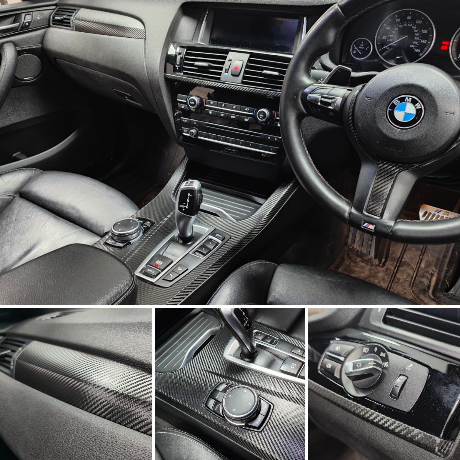 BMW X3 F25 / X4 F26 INTERIOR TRIM SET WRAPPING SERVICE - DEEP TEXTURED CARBON (MTD-TEX)
